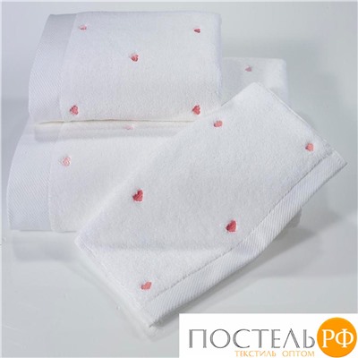 1018G11186100 Полотенце Soft cotton LOVE белый-розовый 50X100