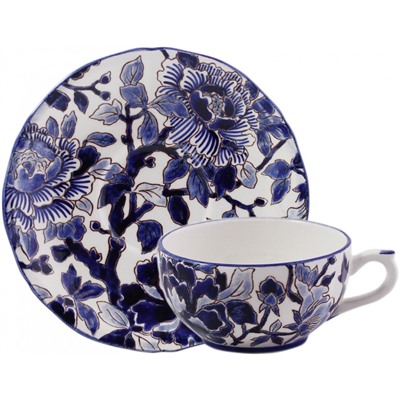 Чашка чайная с блюдцем из коллекции Pivoines Bleues, Gien