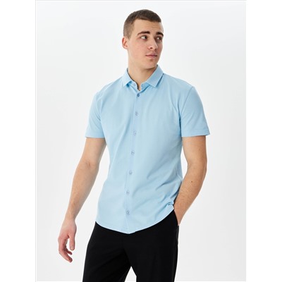 Рубашка трикотажная мужская короткий рукав GREG G158ZR-PO1T-SA201 (голубой)