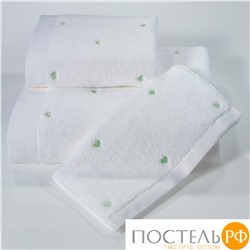 1018G11184100 Полотенце Soft cotton LOVE белый-зелёный 75X150