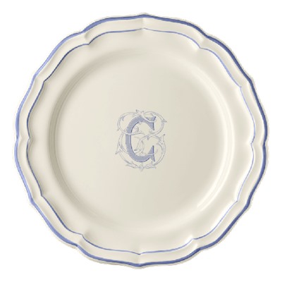 Тарелка обеденная, белый/голубой  FILET BLEU C,Gien