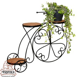 Подставка для цветов велосипед 59-413 на 3 цветка (металл+дерево)