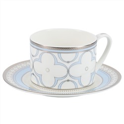 42856 GIPFEL Чайная пара PATRICIA: чашка 200 мл и блюдце 15 см. Материал: костяной фарфор. Цвет: белый с голубым.