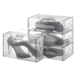 Набор 4 коробок для хранения женской обуви 30*18*10 см "Серая кайма" складные,с ручкой