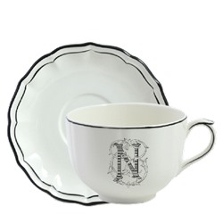 Чайная пара чашка + блюдце N FILET MANGANESE MONOGRAMME, 500 мл,- Д 18,5 см, GIEN