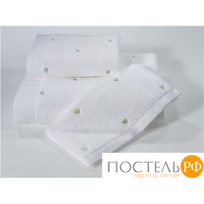 1018G11183100 Полотенце Soft cotton LOVE белый-зелёный 50X100