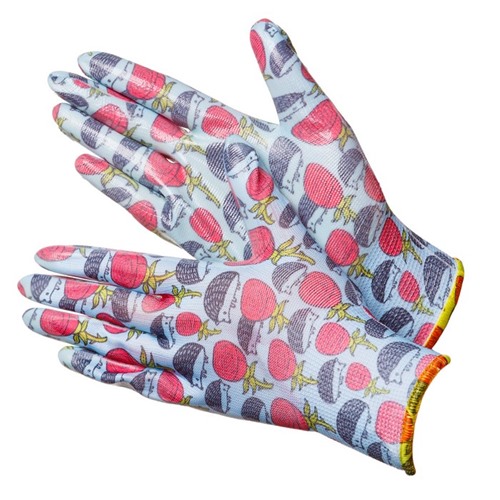 Садовые перчатки р-р 7(S)  с расцветкой "Ежики и розы"