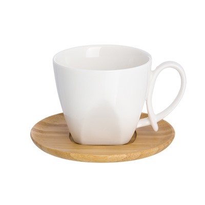 Чашка для капучино и кофе латте 200 мл 11*7,5*7 см "Белая метелица" + дер. подставка