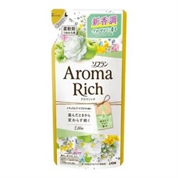 326953 LION Кондиционер для белья "AROMA" (ДЛИТЕЛЬНОГО действия "Aroma Rich Ellie" / "Элли" с богатым ароматом натуральных масел (аромат унисекс)) 400 мл, мягкая упаковка /
