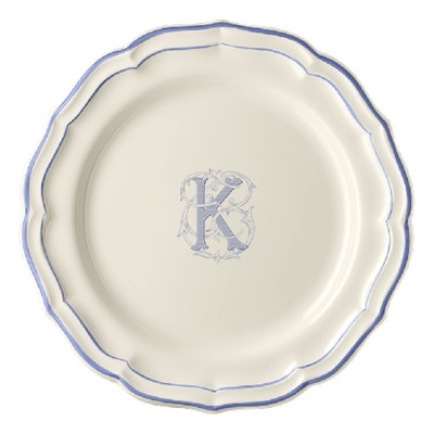 Тарелка обеденная, белый/голубой  FILET BLEU K,Gien