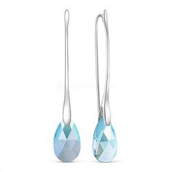 Серьги женские длинные из серебра с кристаллом Премиум Австрия цвета Сияющий светло-голубой родированные