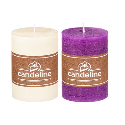 Набор 2 свечей 7,5*7,5*10 см "Candeline" молочная, фиолетовая