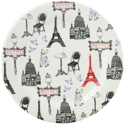 Тарелка для канапе Эйфелева башня красная из коллекции Ах..Париж! / Ca c'est Paris ! , Gien