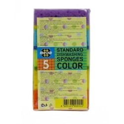 004452 Meule Standart (Color) Sponge for washing dishes Губки для мытья посуды, 5 шт/Израиль-Россия