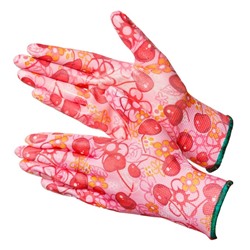 Садовые перчатки расцветки Cherry с нитрилом  р-р 7(S)