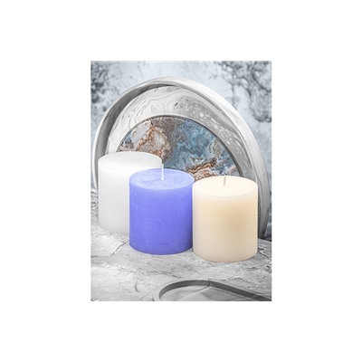 Набор 3 свечей 7,5*7,5*7,5 см "Candeline" белая, голубая, молочная