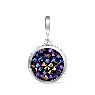 Серьги из серебра с кристаллом Премиум Австрия фиолетовый переливающийся родированные С-004-012001HELZ