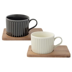 Набор из 2-х чашек для чая Время отдыха, чёрная и светло-оливковая, 0,25 л, 60648