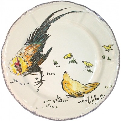 Тарелка десертная Петух и курица из коллекции Grands Oiseaux, Gien