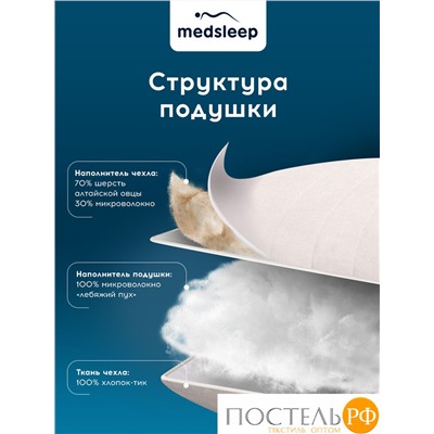 MedSleep ARIES Подушка детская стег 40х60,1пр, хлопок/шерсть/микровол.