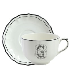 Чайная пара чашка + блюдце G FILET MANGANESE MONOGRAMME, 500 мл,- Д 18,5 см, GIEN