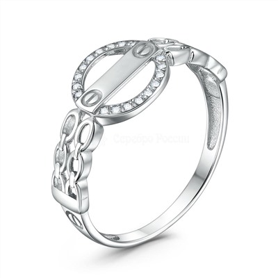 Кольцо из серебра с фианитами родированное 04-301-0252-01