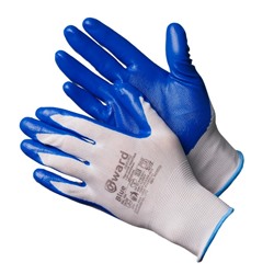 Gward Blue Перчатки из белого нейлона с синим нитриловым покрытием 9р(L)