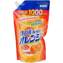 040726М "Mitsuei" Средство для мытья посуды, овощей и фруктов с ароматом апельсина 1000 мл запаска