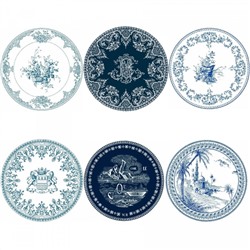 Тарелочки Bleu 6шт из коллекции Les Depareillees, Gien