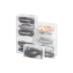 Набор 12 коробок для хранения женской обуви 30*18*10 см "Прозрачные" складные, с ручкой