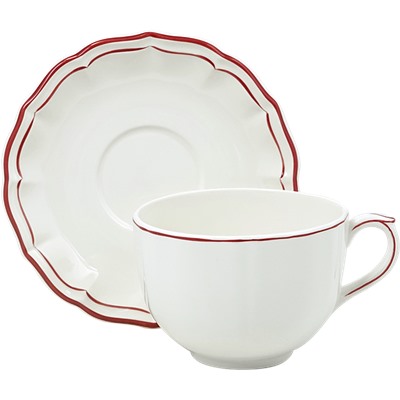 Чашка чайная с блюдцем для завтрака Jumbo из коллекции Filet Rouge, Gien