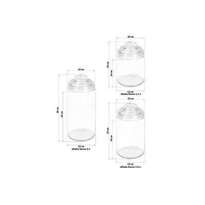 Набор 3 банок д/хранения 2 л+1,6 л+1,2 л "Glaskraft" с крышками, силиконовый уплот. на банках,стекло