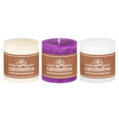 Набор 3 свечей 7,5*7,5*7,5 см "Candeline" серая, молочная, фиолетовая
