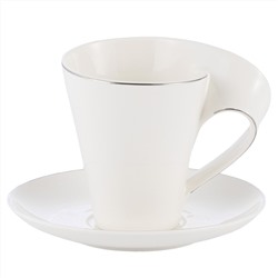 51889 GIPFEL Чайная пара ASTORIA: чашка 320 мл и блюдце 17 см. Цвет: белый. Материал: фарфор.