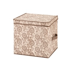Короб складной для хранения 31*31*31 см "Пейсли бежево-коричневый" + 2 ручки, с крышкой, квадрат