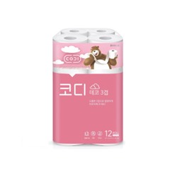 300191 SY Особомягкая туалетная бумага "Codi Pure Deco" (трехслойная, с тиснёным рисунком) 27 м *12 рул Корея
