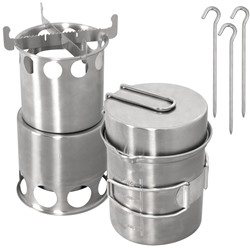 Набор туристической посуды в комплекте с печью-щепочницой, 3 предмета, 12,5х22 см
