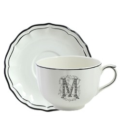 Чайная пара чашка + блюдце M FILET MANGANESE MONOGRAMME, 500 мл,- Д 18,5 см, GIEN