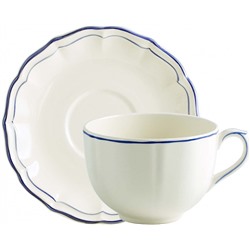 Чашка чайная с блюдцем для завтрака Jumbo из коллекции Filet Bleu, Gien
