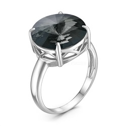 Кольцо из серебра с кристаллом премиум Австрия цв.Серебряная ночь родированное 0042к-001SINI