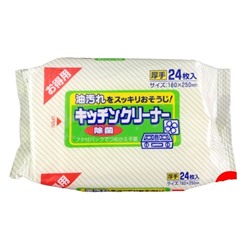 002031"Showa Siko" "Kitchen cleaner" Влажные салфетки для удаления жировых загрязнений на кухне 24шт