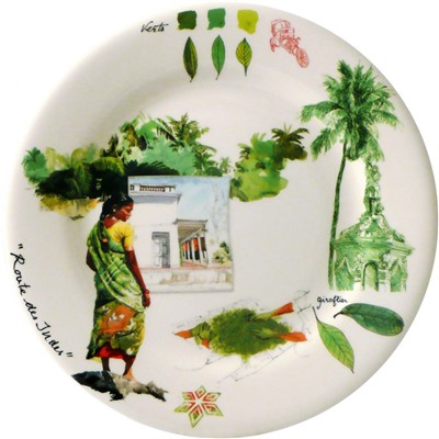 Тарелка десертная зеленая из коллекции Route des Indes, Gien