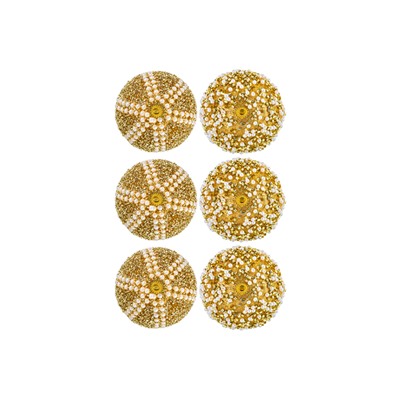 Набор 6 новогодних шаров 8*8 см "Жемчужины на золотом"