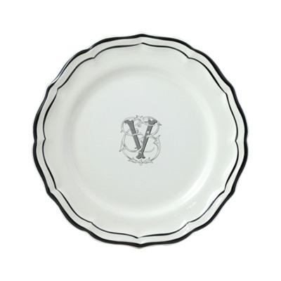 Тарелка десертная V, FILET MANGANESE MONOGRAMME, Д 23,2 cm GIEN