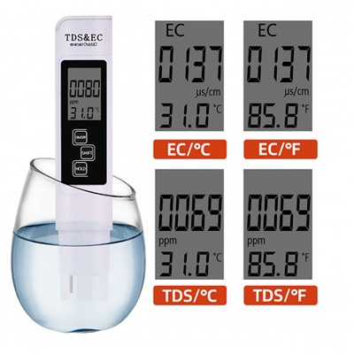 Портативный цифровой OEM TDS/EC тестер 3в1 для проверки качества и температуры воды