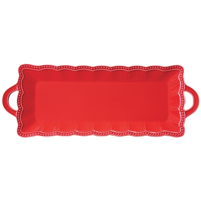 Блюдо прямоугольное с ручками Elite, красное, 43х16 см, 62529