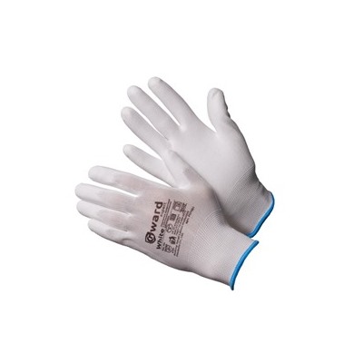 Gward White 9(L)размер перчатки нейлоновые белые с белым полиуретаном