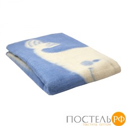 Одеяло Полушерстяное Кит голубое 40% шерсть, 47%Пан, 13%хлопок 100x140