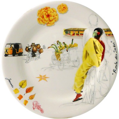 Тарелка десертная желтая из коллекции Route des Indes, Gien