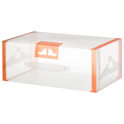 Набор 4 коробок для хранения мужской обуви 35*21*14 см "Оранжевая кайма" складные, c ручкой..